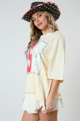 Oversized Cream USA Top