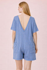 Mineral Wash Round Neck V Back Romper