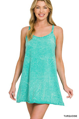 Crinkle Wash Mini Dress With Built In Romper