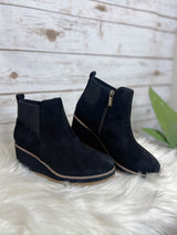 Apple Sauced Black Faux Suede Heeled Booties