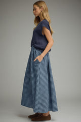 Blue Gingham Dress with Navy Sweater