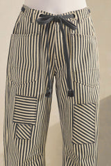 Gray Striped Rope String Waisted Pants