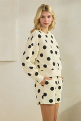 Black and Cream Polka Dot Crewneck