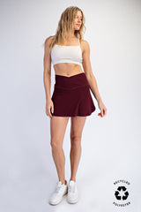 Maroon High Waisted Skort