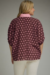 Pink Polka Dot Dolman Top