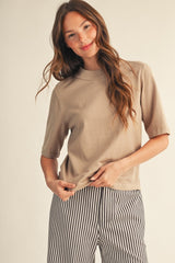 Short Sleeve Round Neck Sweater