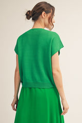 Front Knot Accent Short Sleeve Sweater