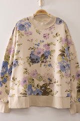 Blue Floral French Terry Crewneck
