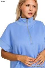 Curvy Scuba Half Zip Sleeveless Pullover