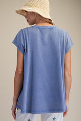 Short Sleeve Mineral Wash Swing Top