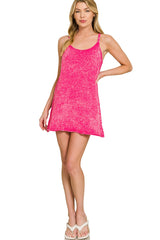 Crinkle Wash Mini Dress With Built In Romper