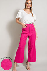 Hot Pink Wide Leg Pants With Front Pockets