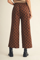 Brown Bow Accent Polka Dot Pants