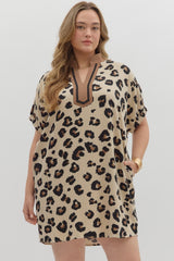 Leopard Contrast Collar Mini Dress