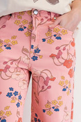 Floral Printed Washed Twill Pants