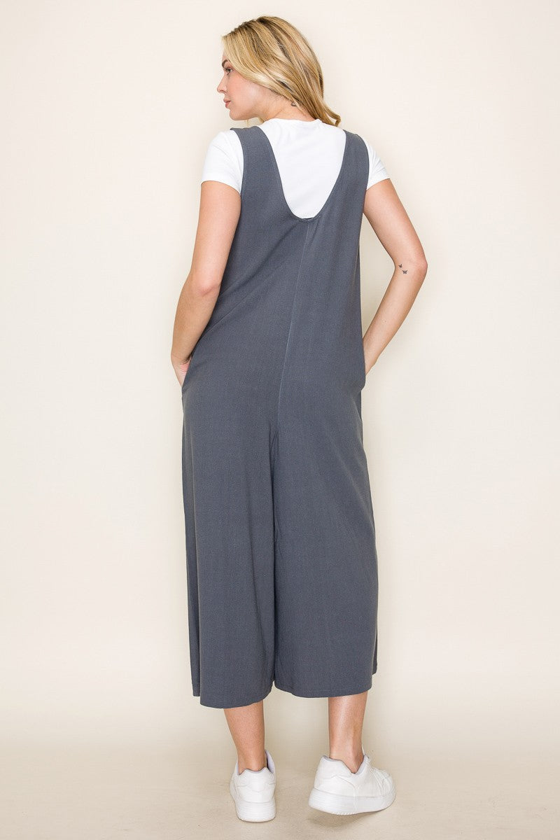 V-Neck Sleeveless Jumpsuit w/ Pocket