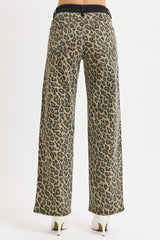 Curvy Tanner's High Rise Leopard Wide Leg Jeans