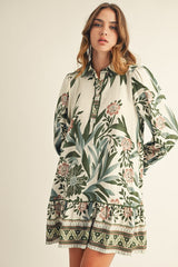 Floral Collard Tiered Dress