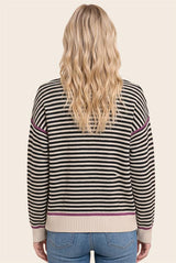 Black and Magenta Color Contrasted Sweater