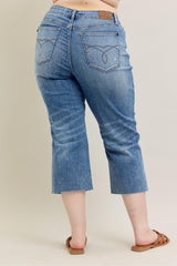 Curvy Harmony Distressed Wide Leg Denim