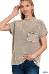 Short Sleeve Mineral Washed Sweater