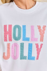 White Holly Jolly Patchwork Crewneck Long Sleeve