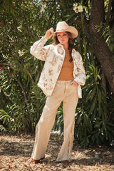 White Western Quilted Button Down Jacket