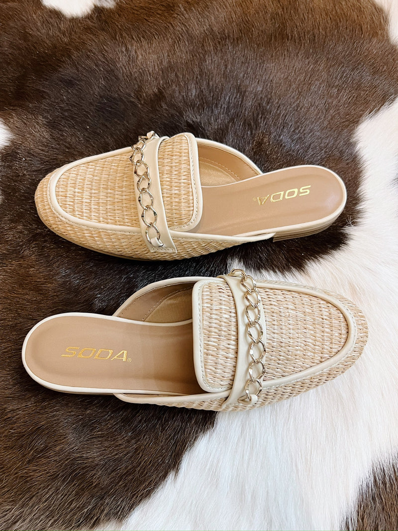 Cala's Rattan Tan Mules