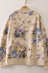 Blue Floral French Terry Crewneck