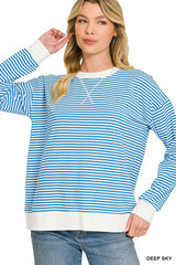Striped Rib Banded Pullover
