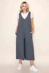 V-Neck Sleeveless Jumpsuit w/ Pocket