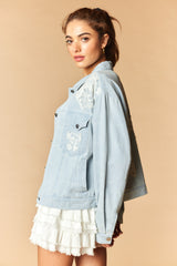 Light Denim Lace Bow Jacket