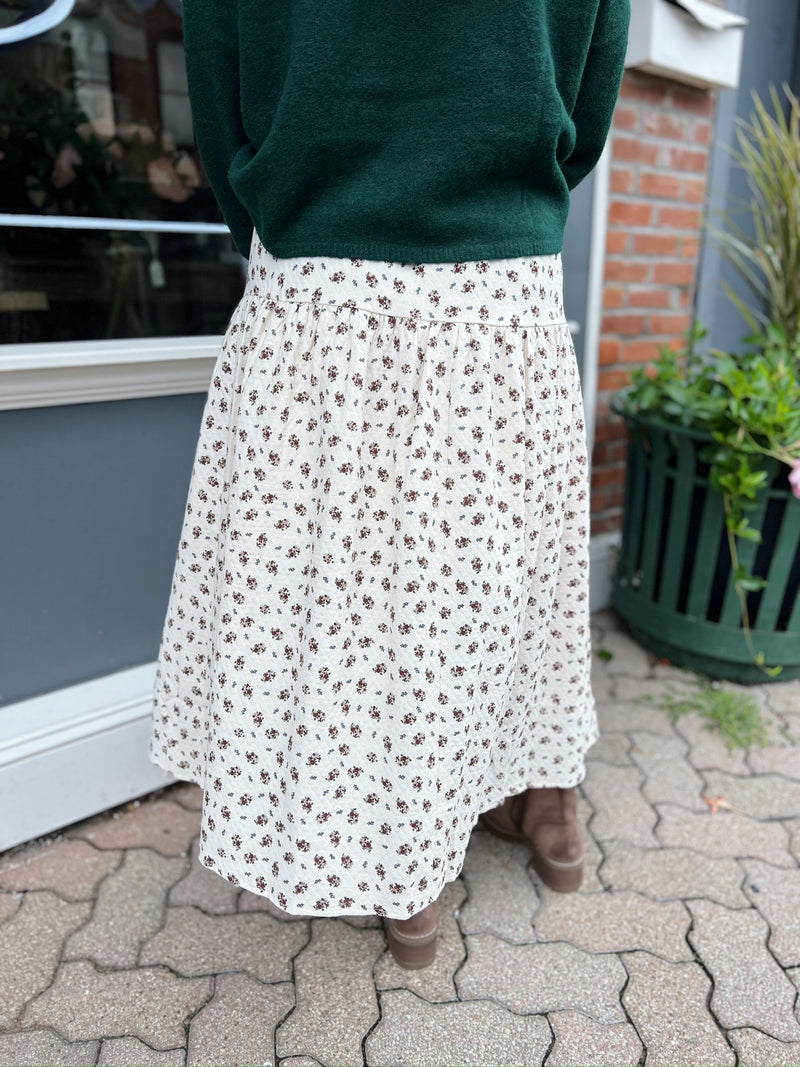 Cream Floral Maxi Skirt