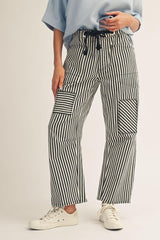 Cotton Drawstring Waist Barrel Pants