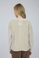 Textured Long Sleeve Top with Pocket