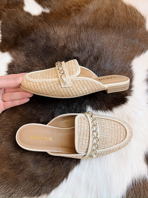 Cala's Rattan Tan Mules