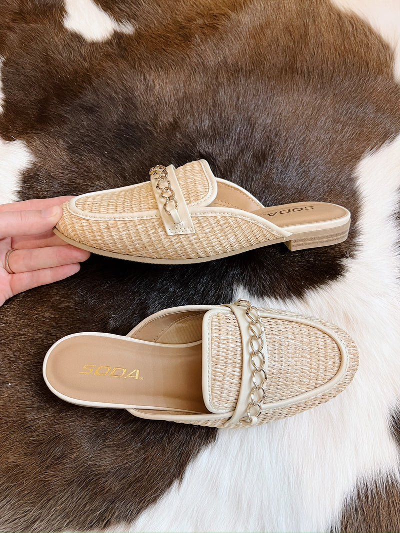Cala's Rattan Tan Mules
