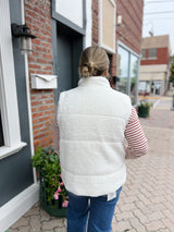 Ivory Camel Polar Collar Zip Up with Corduroy Trim