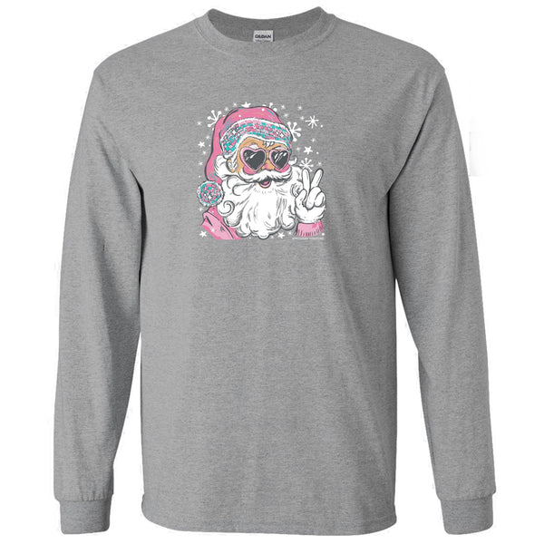 Gray Disco Santa Long Sleeve Tee