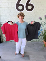 Raised Rib Cap Seeve Top