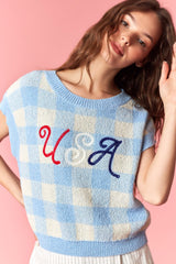 USA Chain Stitch Gingham Sweater