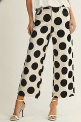 Polka Dot Raw Hem Pants
