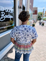 White Puff Sleeve Floral Babydoll Top