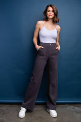 Twill Stretch Wide Leg Pants