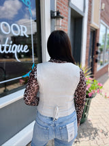 Oatmeal V-Neck Button Down Linen Vest