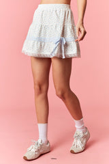 Blue and White Ditsy Flower Skort