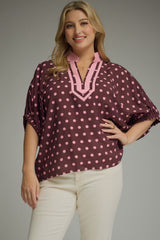 Pink Polka Dot Dolman Top