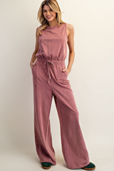 Raspberry Mineral Washed Sleeveless Jumper
