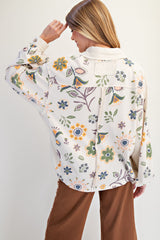 Ecru Floral Collared Top