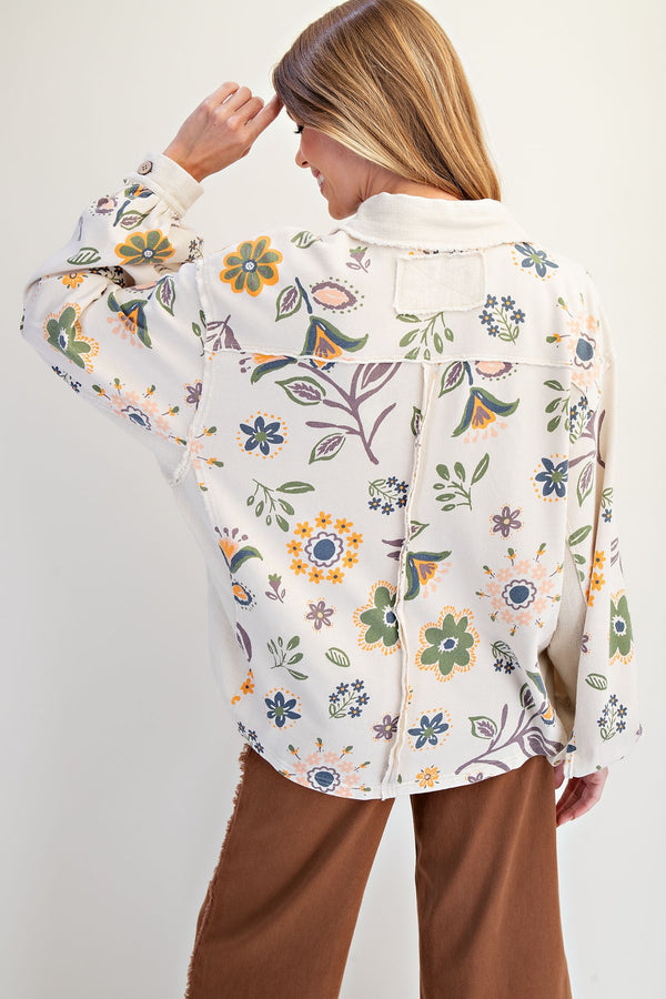 Ecru Floral Collared Top